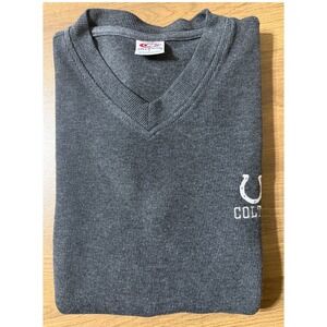 True Fan Indianapolis Colts V Neck Ribbed Long Sleeve Shirt Mens L Gray NFLs